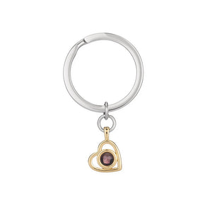 Gold Hidden Photo Keychain on its silver split ring, full view