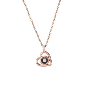 Rose gold Hidden Photo Necklace, full view of the heart pendant and chain