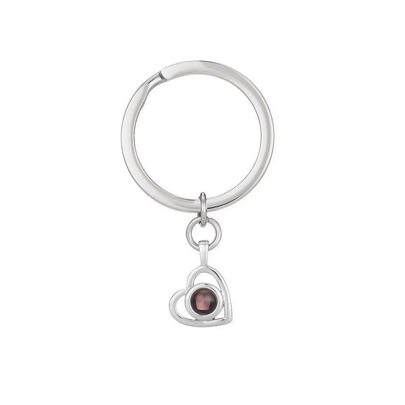 Silver Hidden Photo Keychain on its split ring, full view