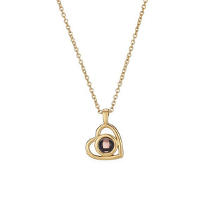 Gold Hidden Photo Necklace, full view of the heart pendant and chain