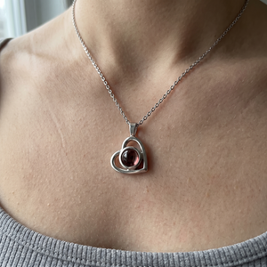 Silver Hidden Photo Necklace worn at the collarbone
